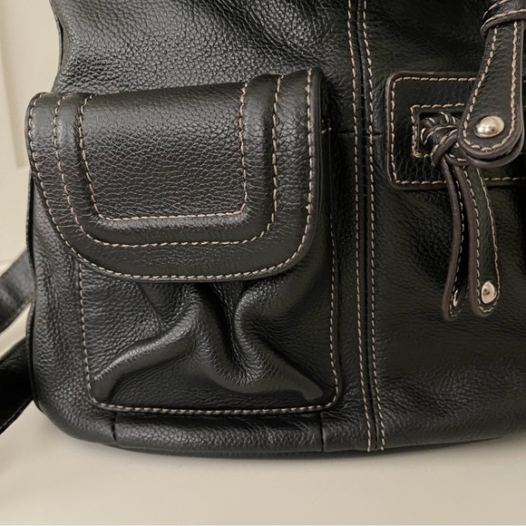 Tignanello Backpack Handbag Purse Leather Black - Picture 5 of 16